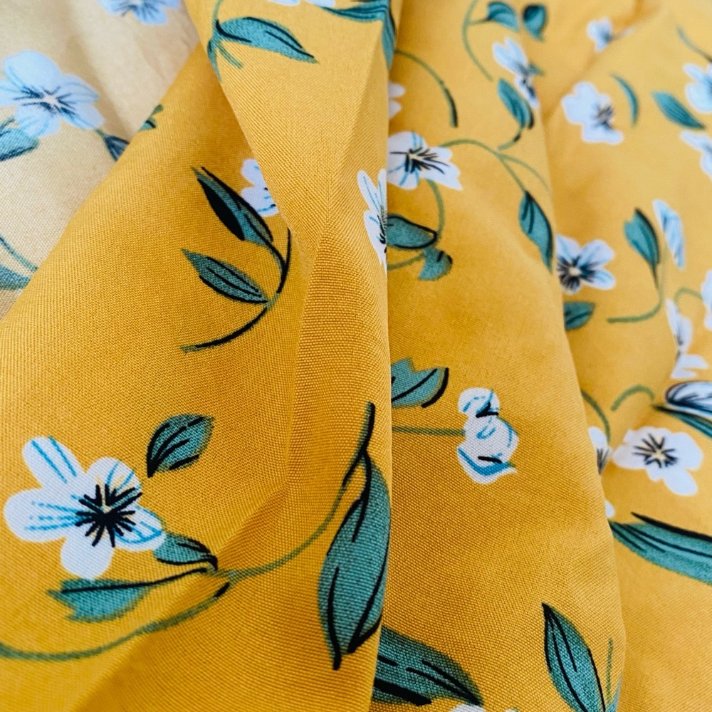 Woman’s Floral Yellow Maxi Skirt White Flowers - Picture 8 of 10